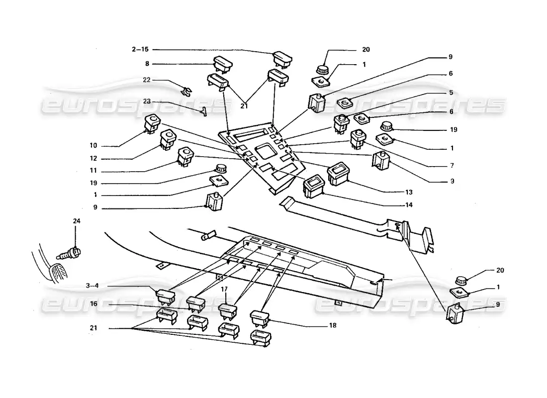 ferrari 412 (coachwork) centre console switches parts diagram