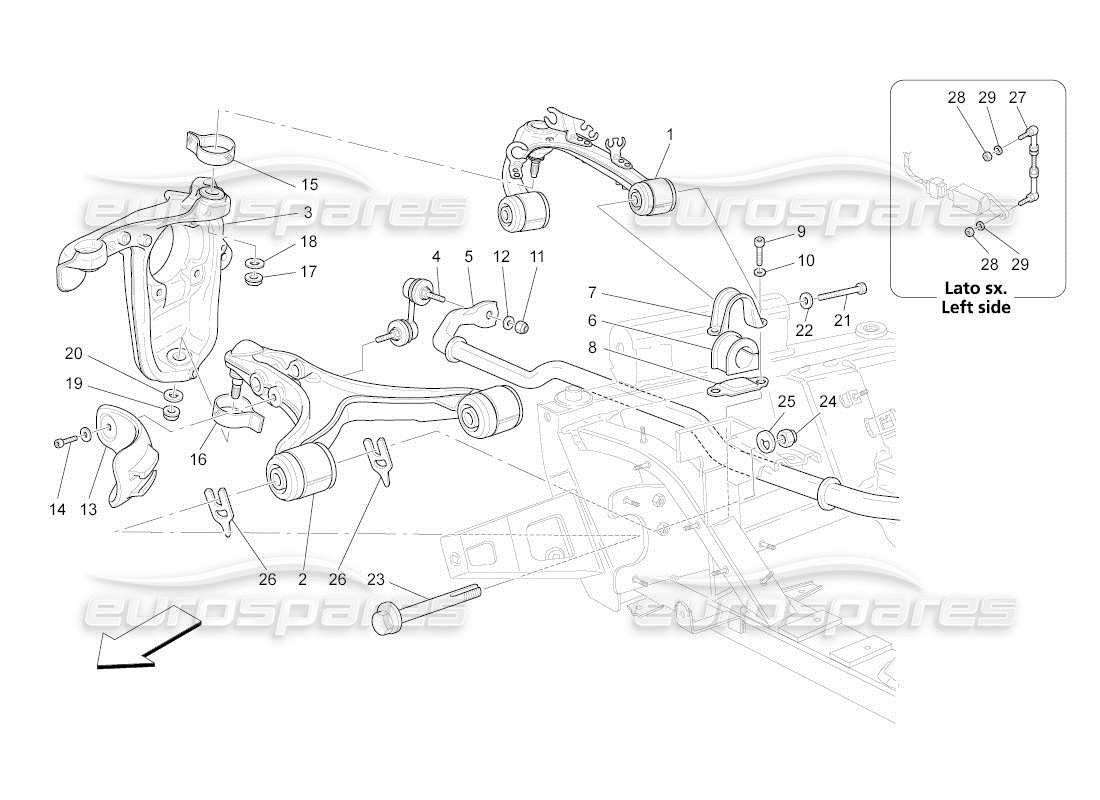 maserati qtp. (2011) 4.7 auto front suspension part diagram