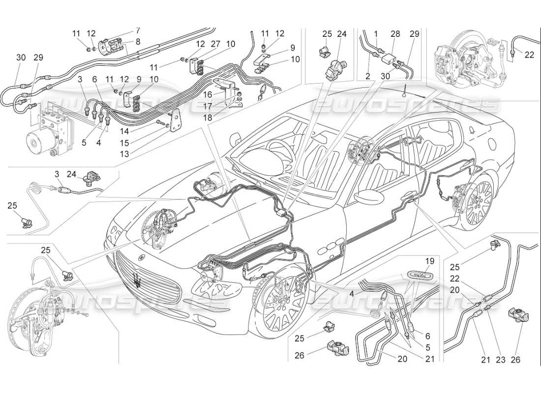 maserati qtp. (2009) 4.7 auto braking devices on rear wheels part diagram