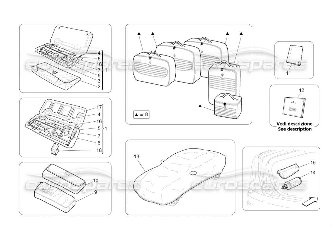 maserati qtp. (2008) 4.2 auto accessories provided parts diagram