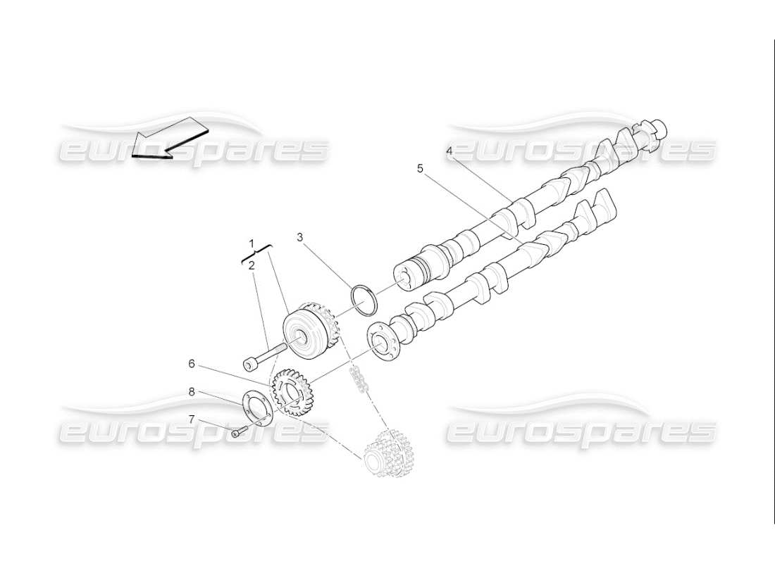 maserati qtp. (2008) 4.2 auto rh cylinder head camshafts part diagram