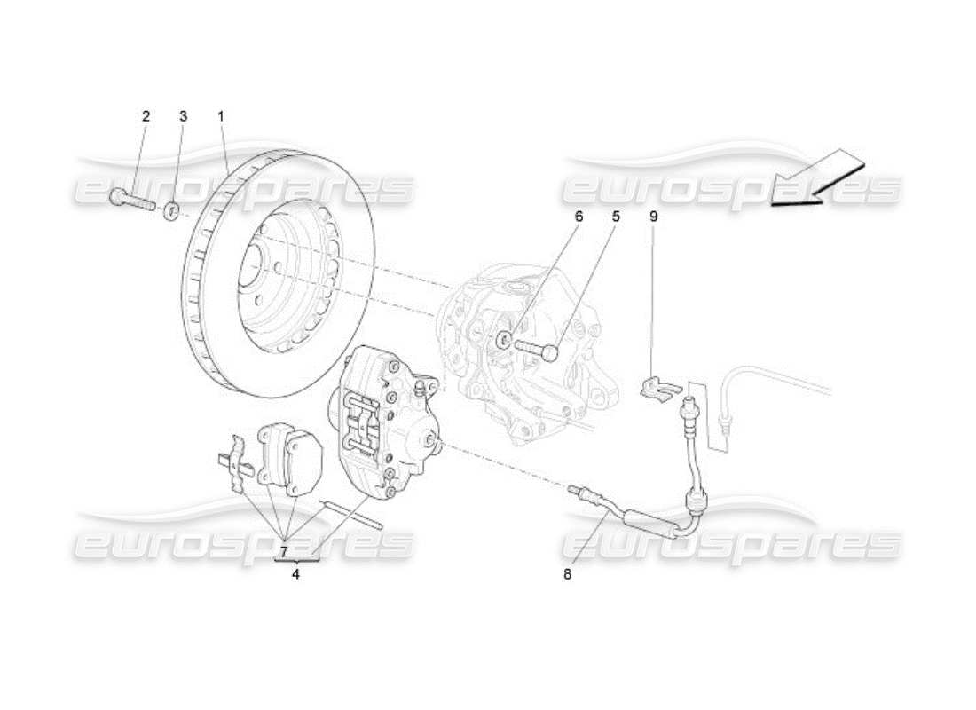 maserati qtp. (2005) 4.2 braking devices on rear wheels parts diagram