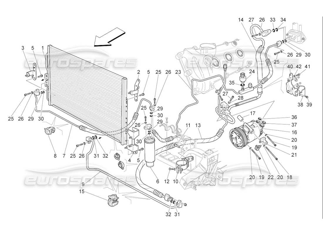 maserati qtp. (2008) 4.2 auto a c unit: engine compartment devices part diagram