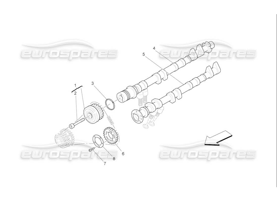 maserati qtp. (2008) 4.2 auto lh cylinder head camshafts part diagram