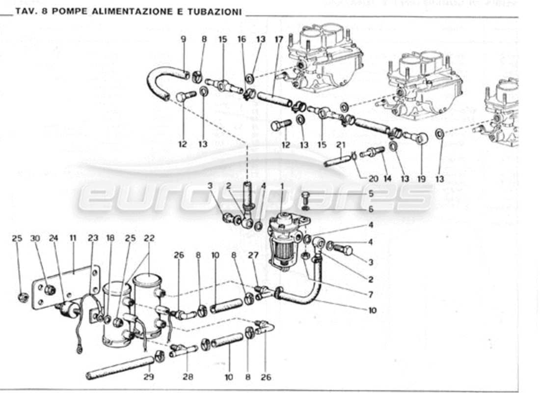 ferrari 246 gt series 1 fuel pumps & filters part diagram
