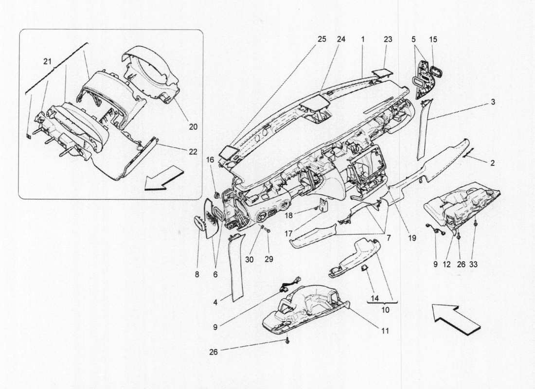 maserati qtp. v6 3.0 bt 410bhp 2015 dashboard unit parts diagram