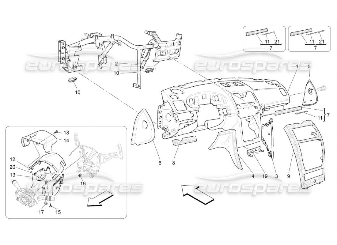 maserati qtp. (2009) 4.7 auto dashboard unit part diagram