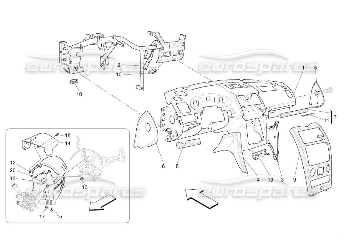 maserati qtp. (2008) 4.2 auto dashboard unit part diagram