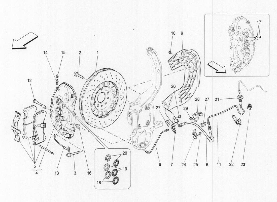 maserati qtp. v6 3.0 bt 410bhp 2015 braking devices on front wheels parts diagram