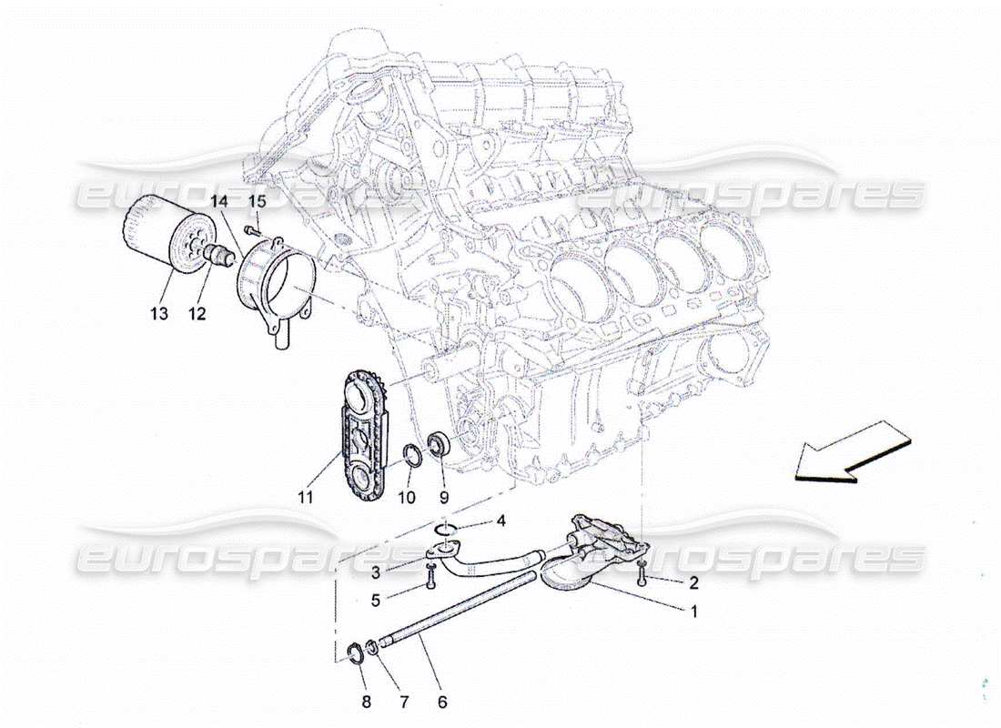 maserati qtp. (2010) 4.2 lubrication system: pump and filter part diagram