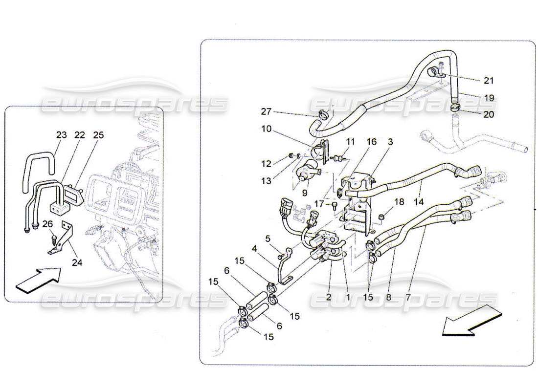 maserati qtp. (2010) 4.2 a c unit: engine compartment devices parts diagram