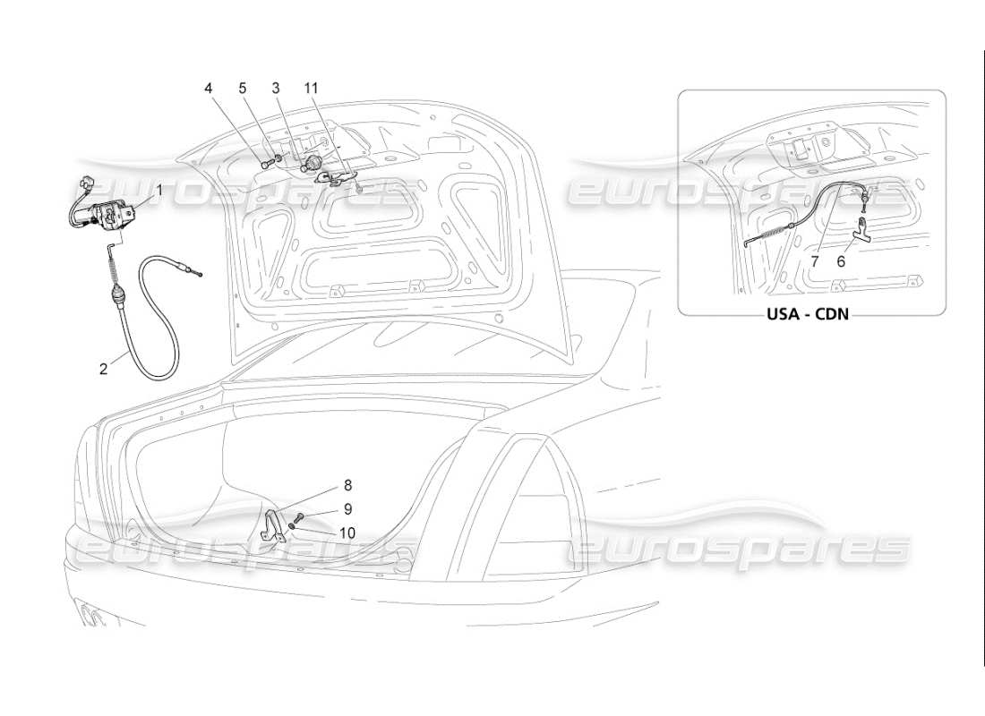 maserati qtp. (2008) 4.2 auto rear lid opening control part diagram