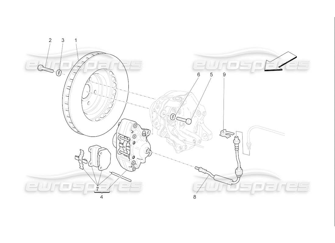 maserati qtp. (2006) 4.2 f1 braking devices on rear wheels parts diagram