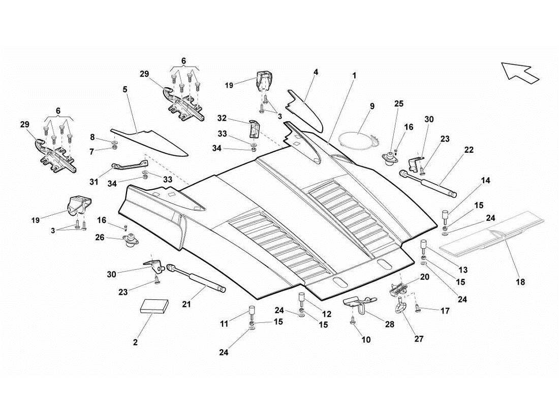 lamborghini gallardo lp570-4s perform rear hood parts diagram