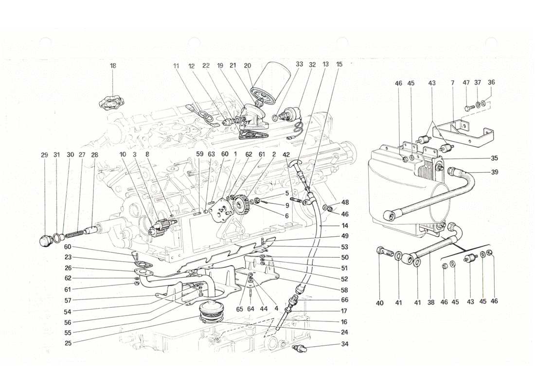 ferrari 208 gtb gts lubrification system part diagram