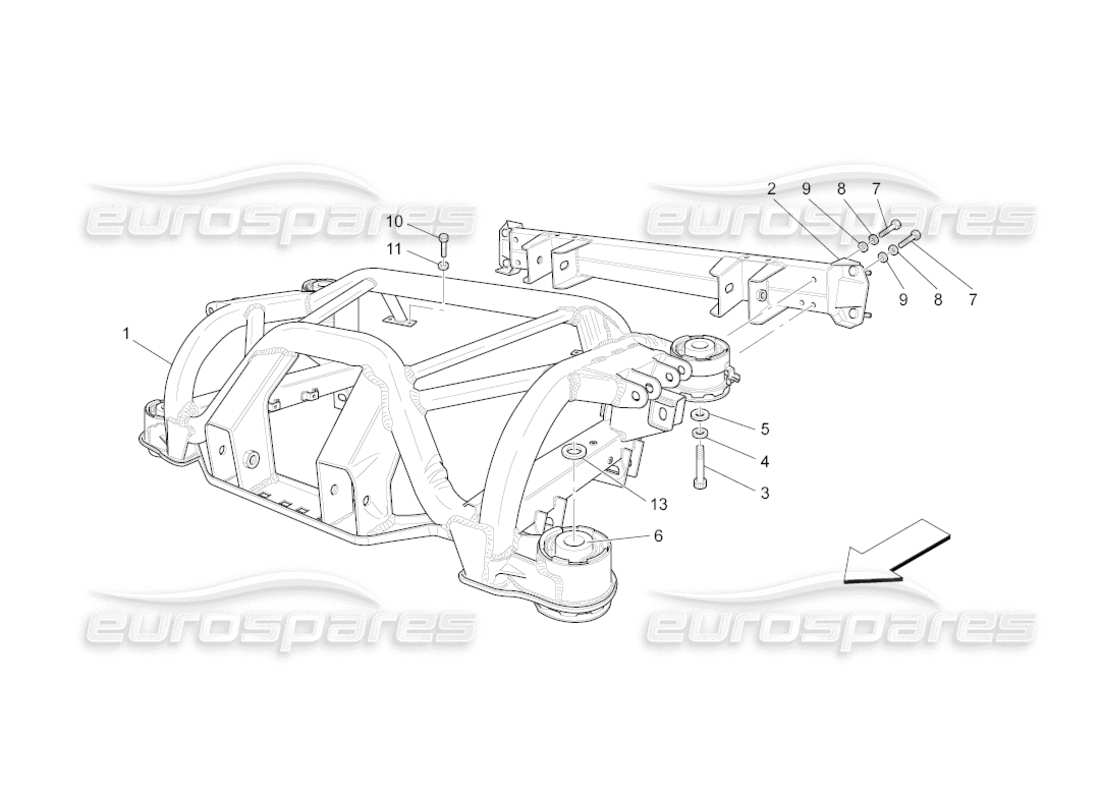 maserati grancabrio (2010) 4.7 rear chassis parts diagram