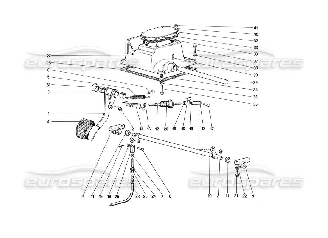 ferrari 328 (1985) pedal board clutch control (variants for rhd version) part diagram