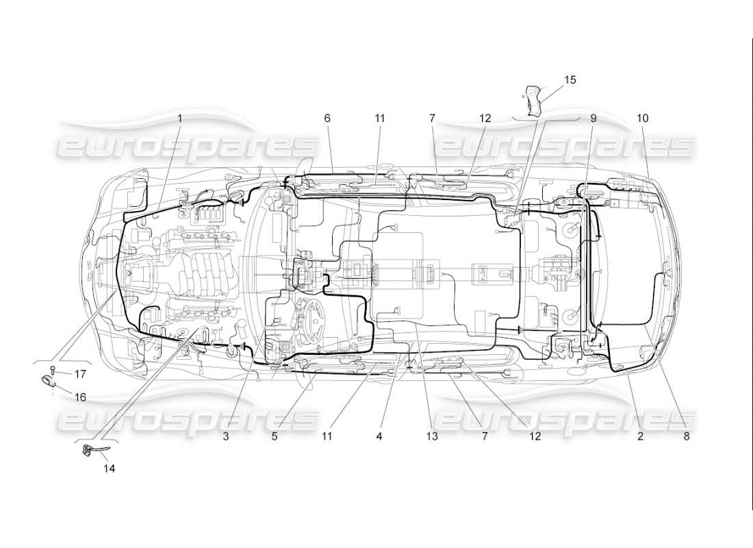 maserati qtp. (2008) 4.2 auto main wiring parts diagram