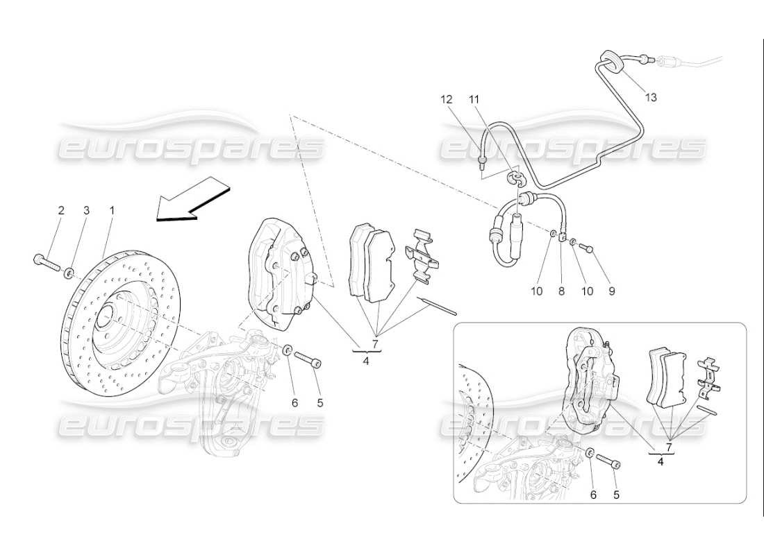 maserati qtp. (2008) 4.2 auto braking devices on front wheels part diagram