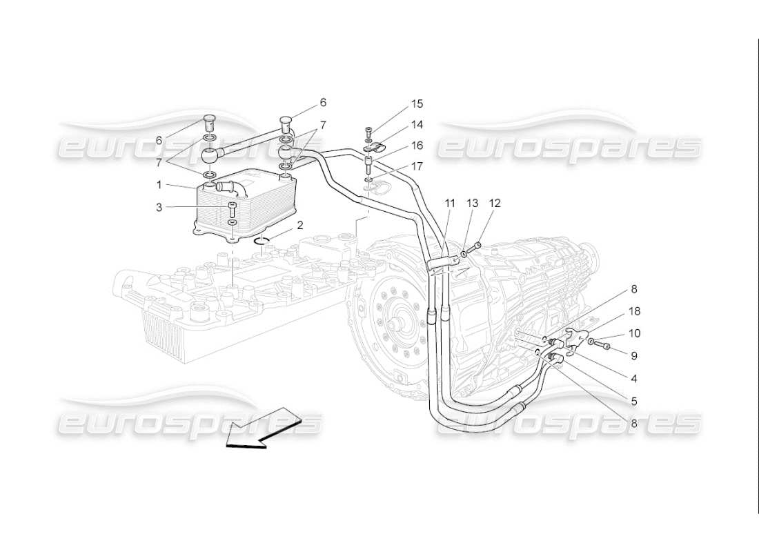 maserati qtp. (2009) 4.2 auto lubrication and gearbox oil cooling part diagram