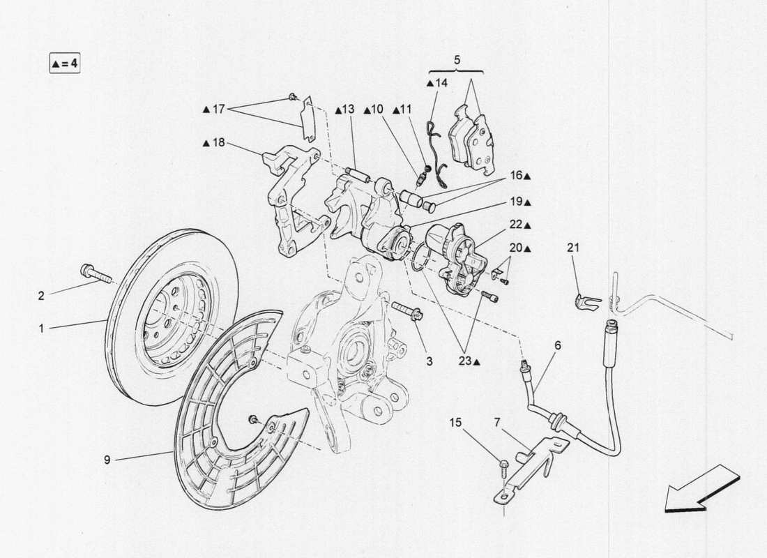 maserati qtp. v6 3.0 tds 275bhp 2017 braking devices on rear wheels part diagram