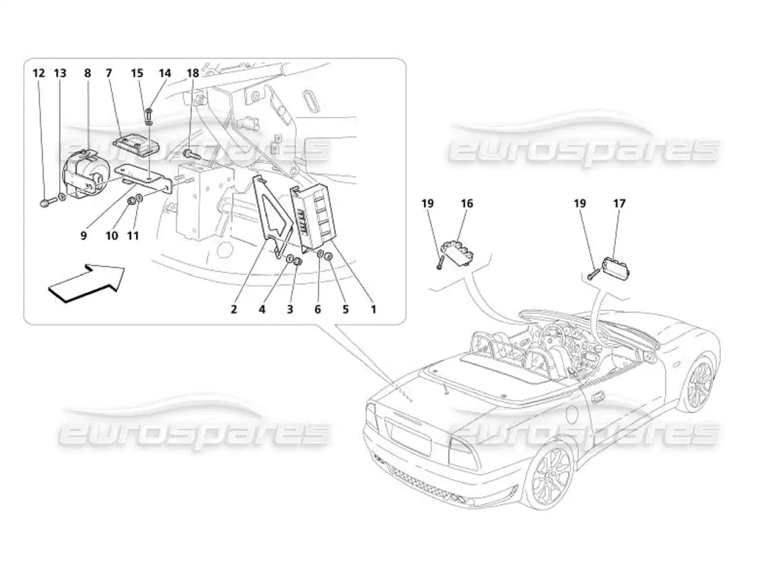 maserati 4200 spyder (2005) anti theft electrical boards and devices parts diagram