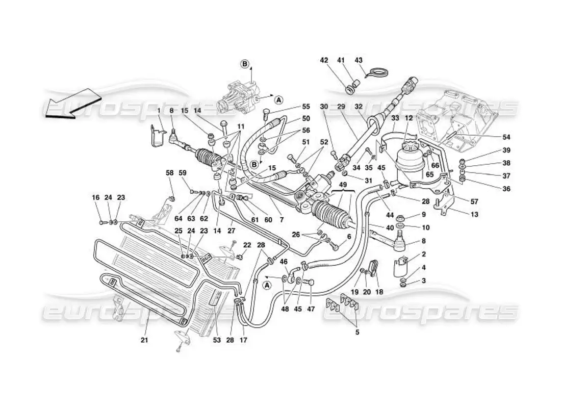 ferrari 550 barchetta hydraulic steering box and serpentine parts diagram
