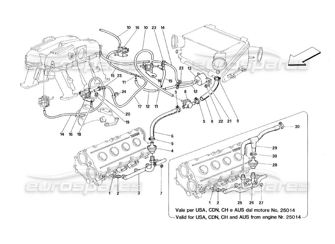 ferrari 348 (1993) tb / ts air injection device part diagram