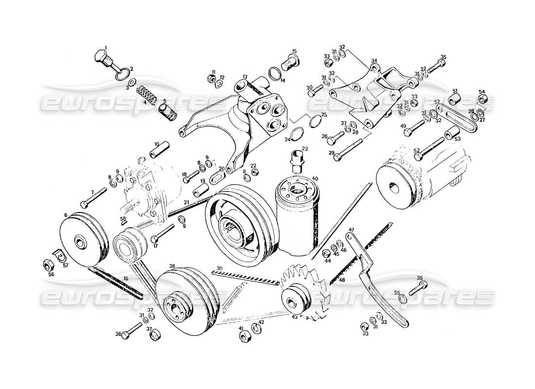 maserati khamsin belts and pulley part diagram