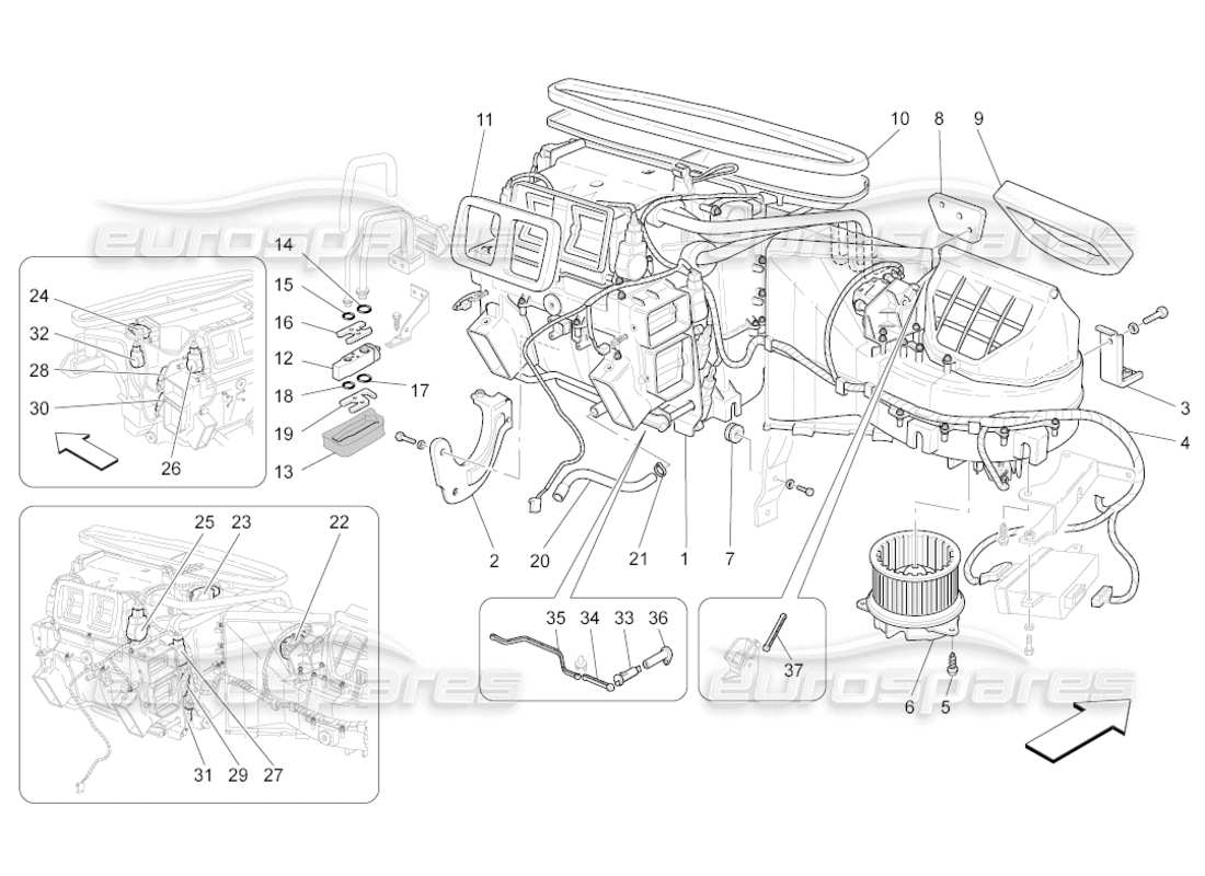 maserati grancabrio (2011) 4.7 a c unit: dashboard devices part diagram