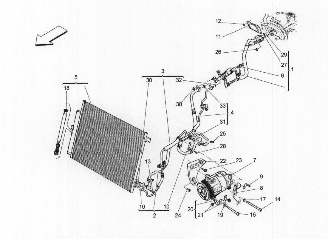 maserati qtp. v6 3.0 bt 410bhp 2wd 2017 a c unit: engine compartment devices parts diagram