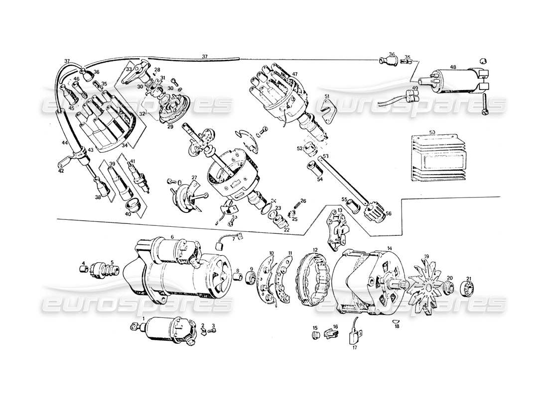 maserati khamsin electrical equipment parts diagram