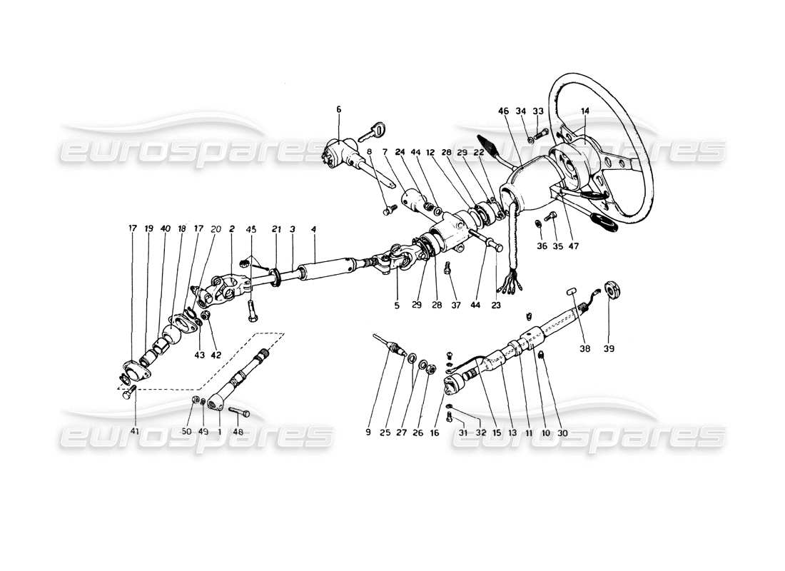 ferrari 246 dino (1975) steering control parts diagram