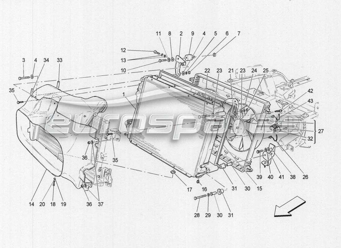 maserati grancabrio mc centenario cooling: air radiator and air conditioners part diagram