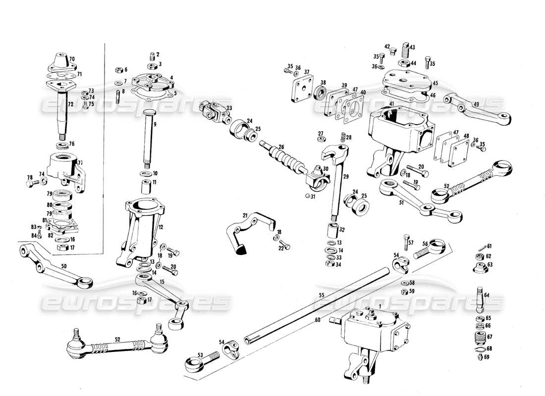 maserati qtp.v8 4.7 (s1 & s2) 1967 tie rods parts diagram