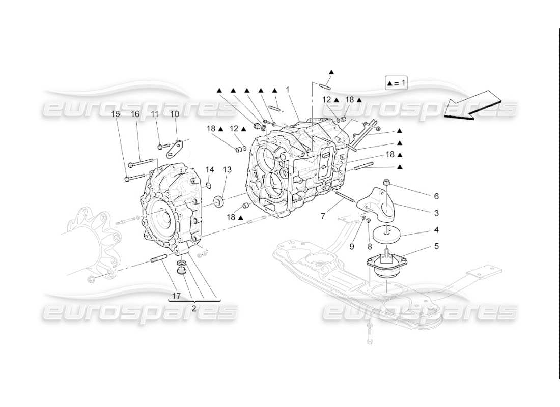 maserati qtp. (2007) 4.2 f1 gearbox housings part diagram