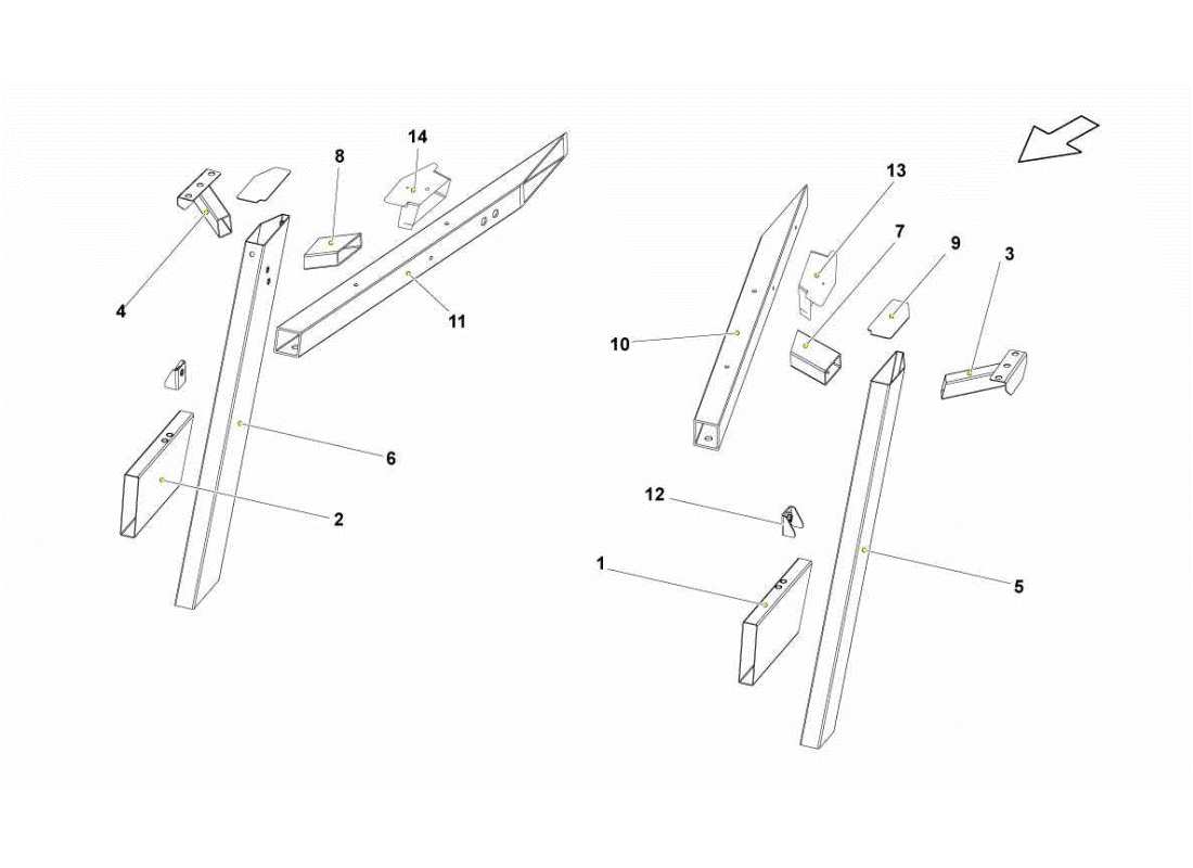 lamborghini gallardo sts ii sc rear frame elements parts diagram