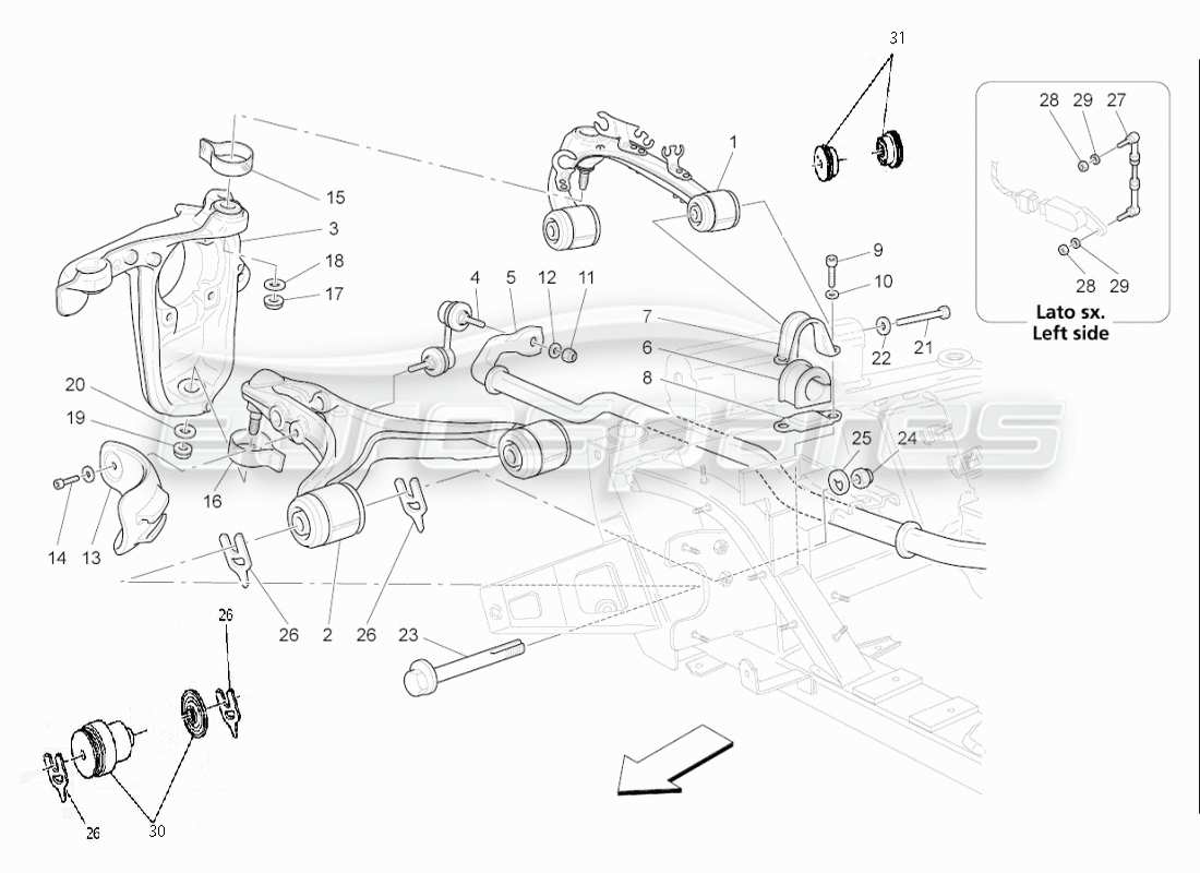 maserati qtp. (2008) 4.2 auto front suspension parts diagram