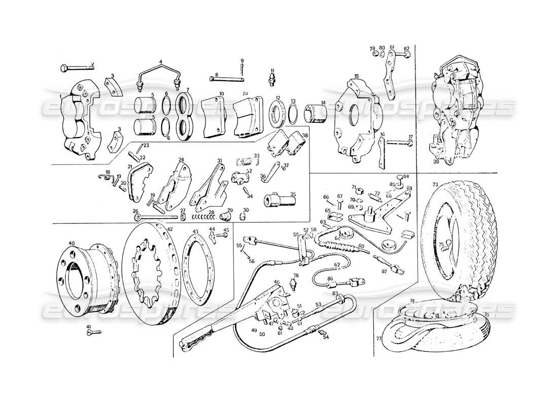 maserati khamsin rear coolerd brakes part diagram