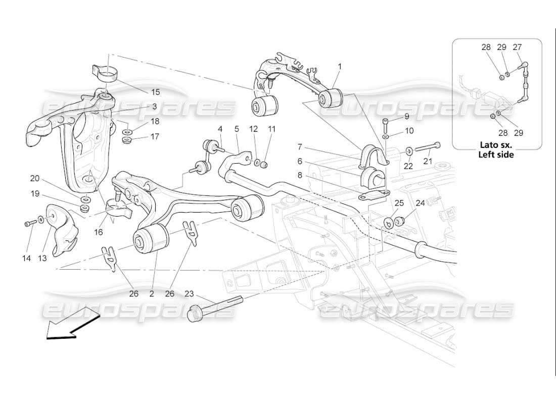 maserati qtp. (2009) 4.2 auto front suspension part diagram