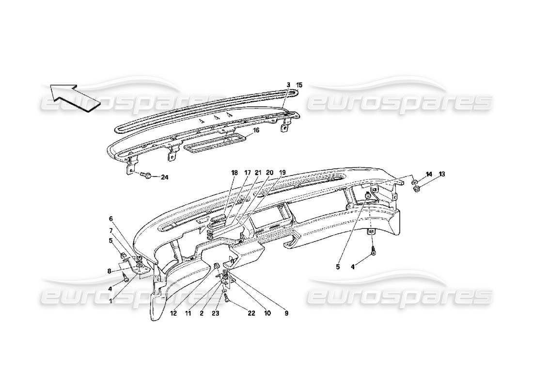 ferrari 348 (2.7 motronic) dashboard - structure and supports part diagram