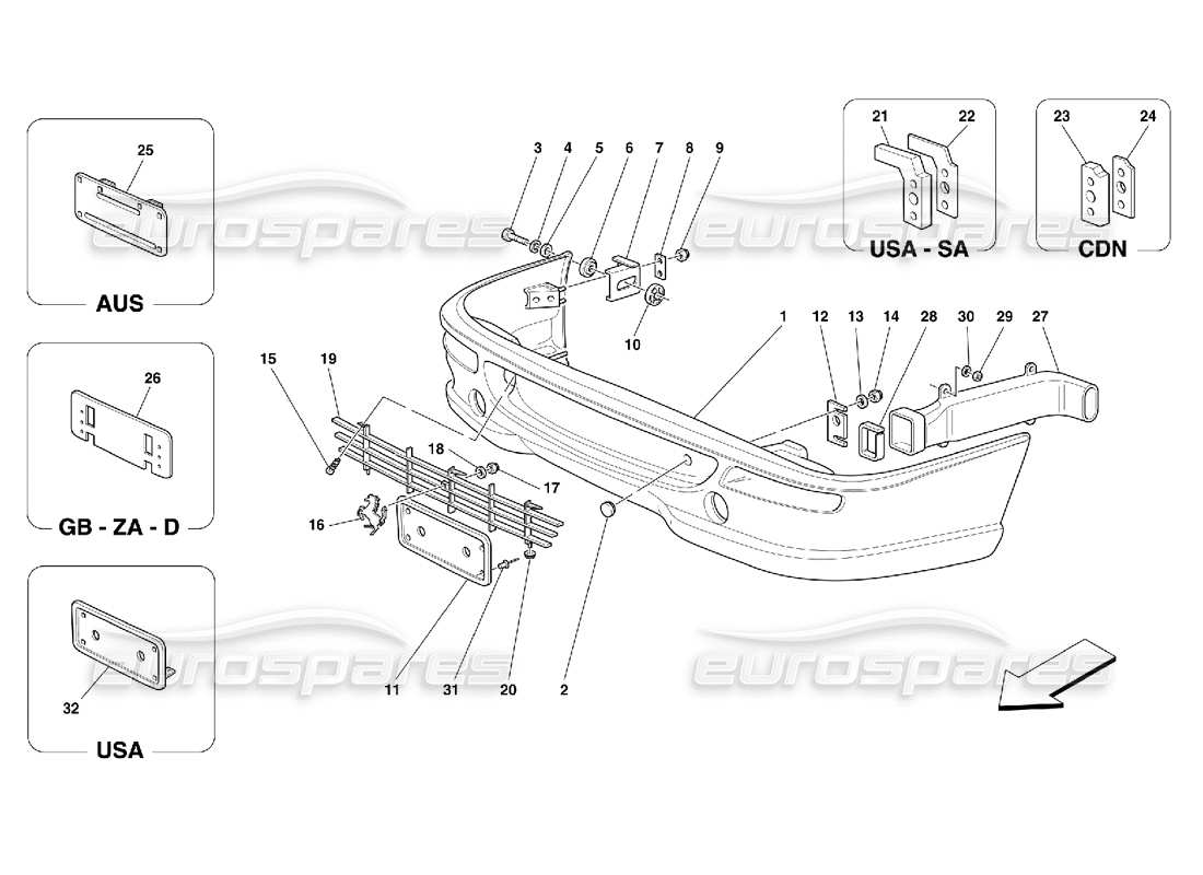 ferrari 355 (5.2 motronic) front bumper part diagram