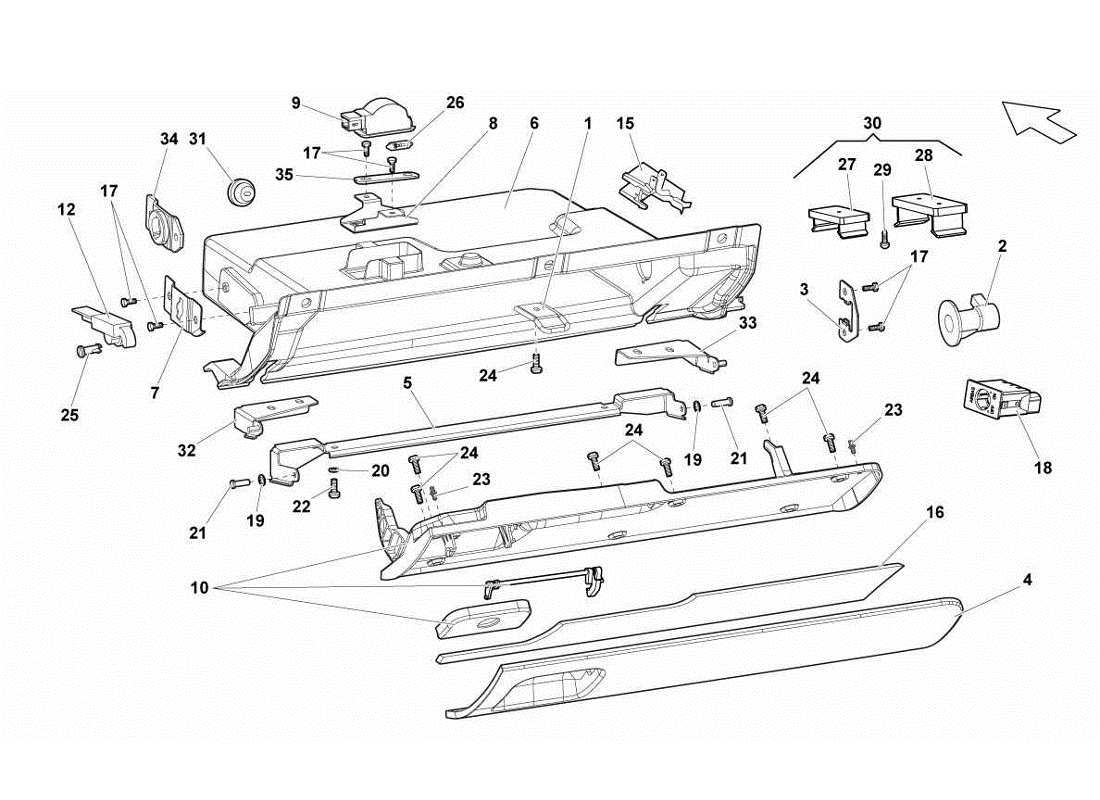 lamborghini gallardo lp560-4s update passenger side drawer part diagram