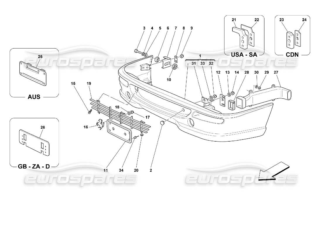 ferrari 355 (2.7 motronic) front bumper parts diagram