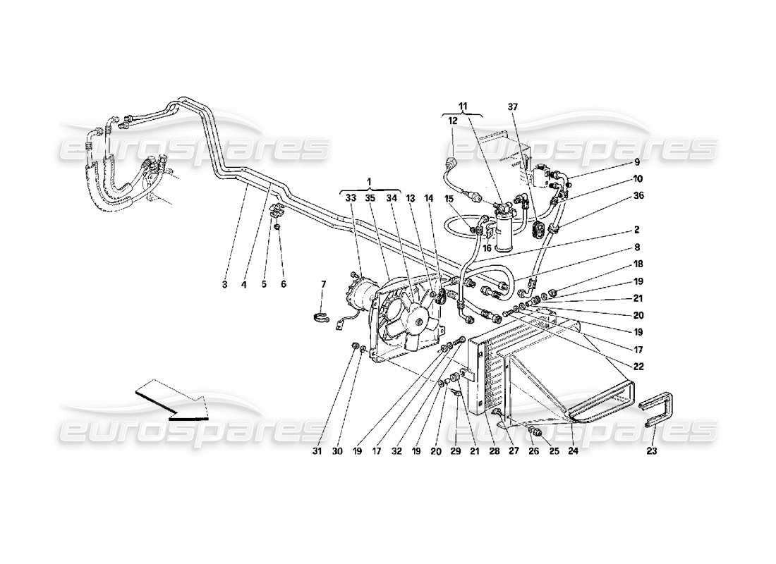 ferrari 348 (2.7 motronic) air conditioning system part diagram