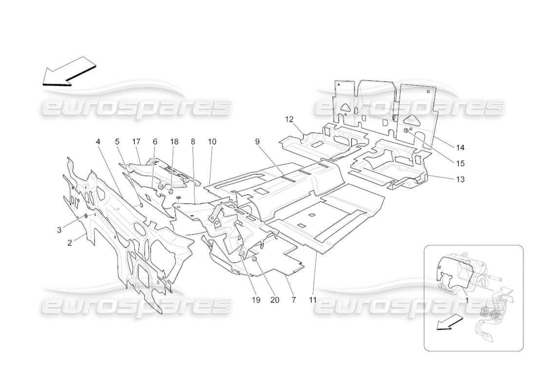maserati grancabrio (2011) 4.7 sound-proofing panels inside the vehicle parts diagram