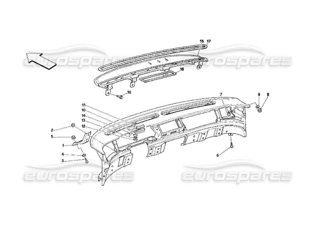 ferrari 348 (2.7 motronic) dashboard - structure and supports part diagram