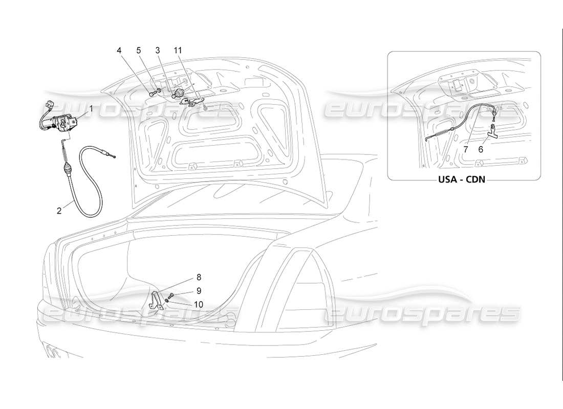 maserati qtp. (2006) 4.2 f1 rear lid opening control part diagram