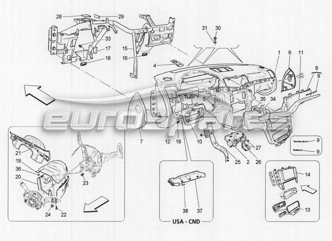 maserati grancabrio mc centenario dashboard unit parts diagram