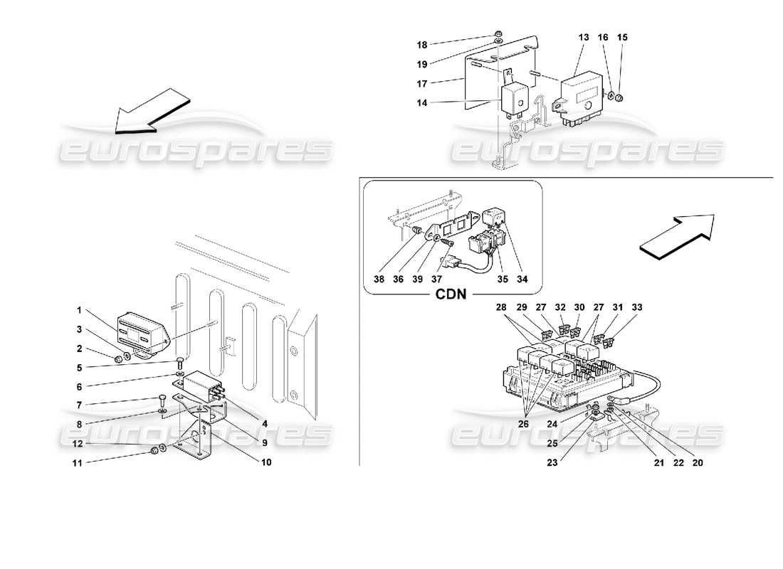 ferrari 355 (2.7 motronic) electrical boards and devices - front part parts diagram